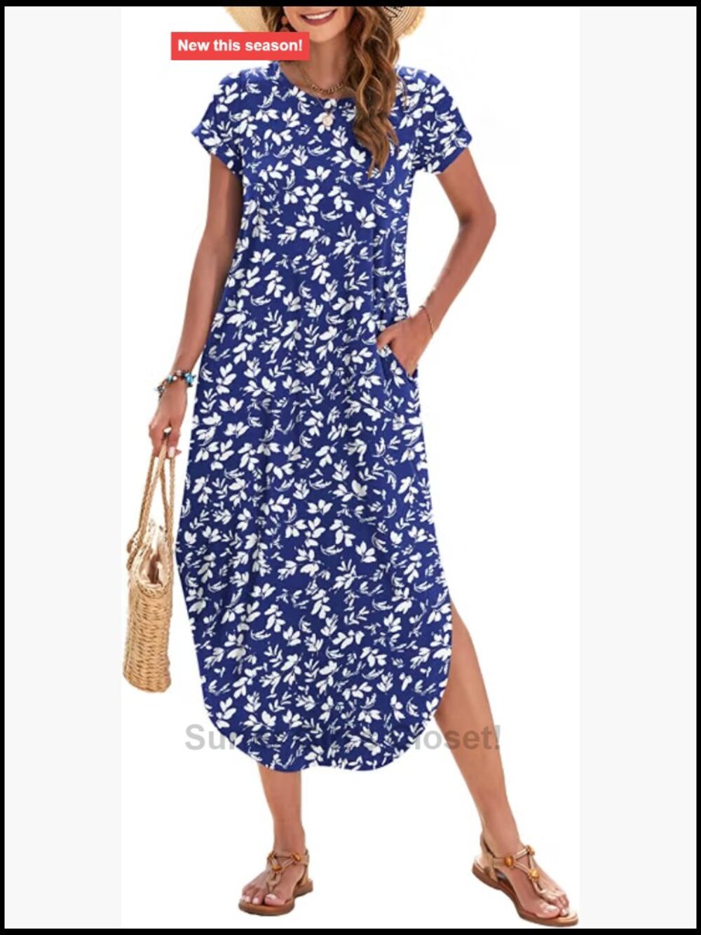Casual Loose Short Sleeve Summer Maxi Dress with Pockets